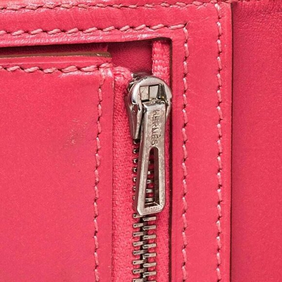 Hermes Rose Jaipur Epsom Leather Palladium Plated Bearn Wallet - Picture 5 of 9